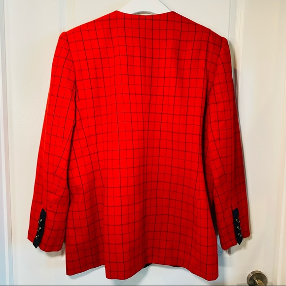 Vintage Red Sasson Paris New York Red Check Blazer - Picture 4 of 11